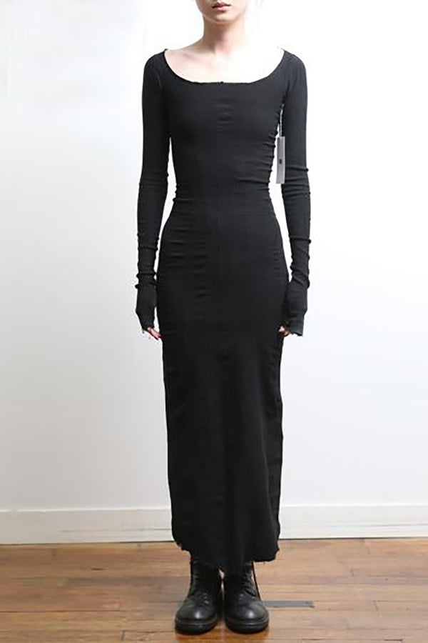 Marc Le Bihan 21915 Silk Shrinkage Stretch One-Piece Dress Collection French High-Level Handmade MLB-21916-HEI Black PMLB4